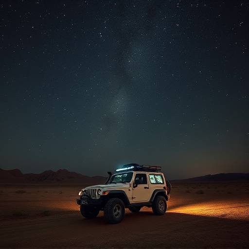 Aventura nocturna en 4x4 explorando el cielo estrellado en el desierto de Tabernas