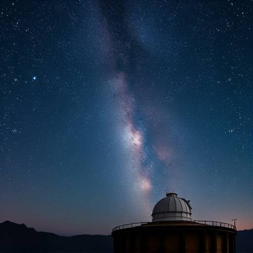 Cielo nocturno con la V&radic;&ne;a L&radic;&deg;ctea sobre el Observatorio de Sierra Nevada, Granada