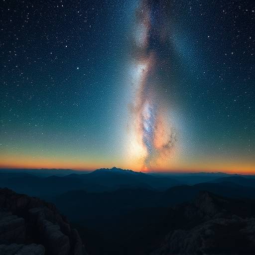 Fotograf铆a de la V铆a L谩ctea sobre un paisaje monta帽oso en Espa帽a