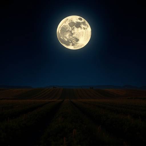 Fotograf칤a de la Luna llena brillando intensamente sobre los campos de Castilla-La Mancha, tomada durante una noche de observaci칩n especial.