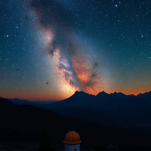 Fotograf칤a de la V칤a L치ctea sobre un observatorio en la monta침a, mostrando la belleza del cielo nocturno.