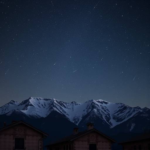 Fotograf칤a de larga exposici칩n de las Perseidas sobre los picos nevados de Sierra Nevada, Granada.