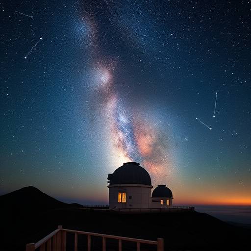 Imagen de la V칤a L치ctea sobre el Observatorio del Teide en Tenerife, Espa침a, mostrando las estrellas y constelaciones.