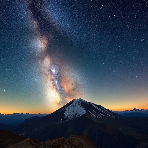 Imagen panor&radic;&deg;mica de la V&radic;&ne;a L&radic;&deg;ctea sobre Sierra Nevada con el pico Mulhac&radic;&copy;n al fondo