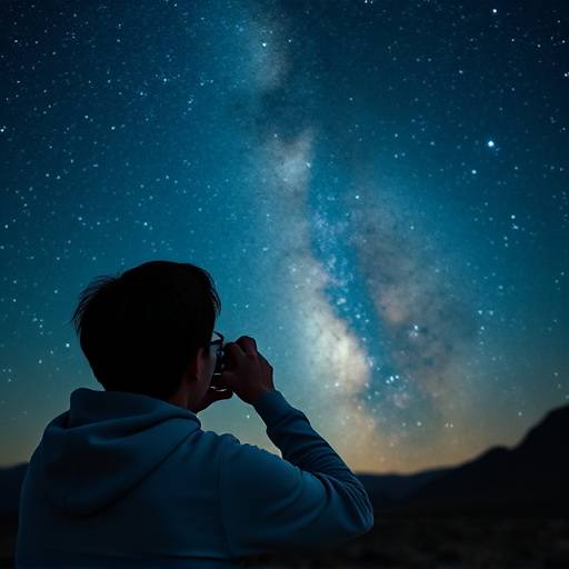 Persona tomando una fotograf칤a de la V칤a L치ctea durante una aventura nocturna guiada